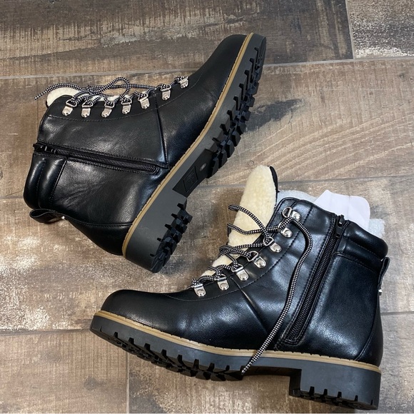 Style & co women’s lace up lug soles faux leather black boots size 9M NEW - Picture 3 of 7